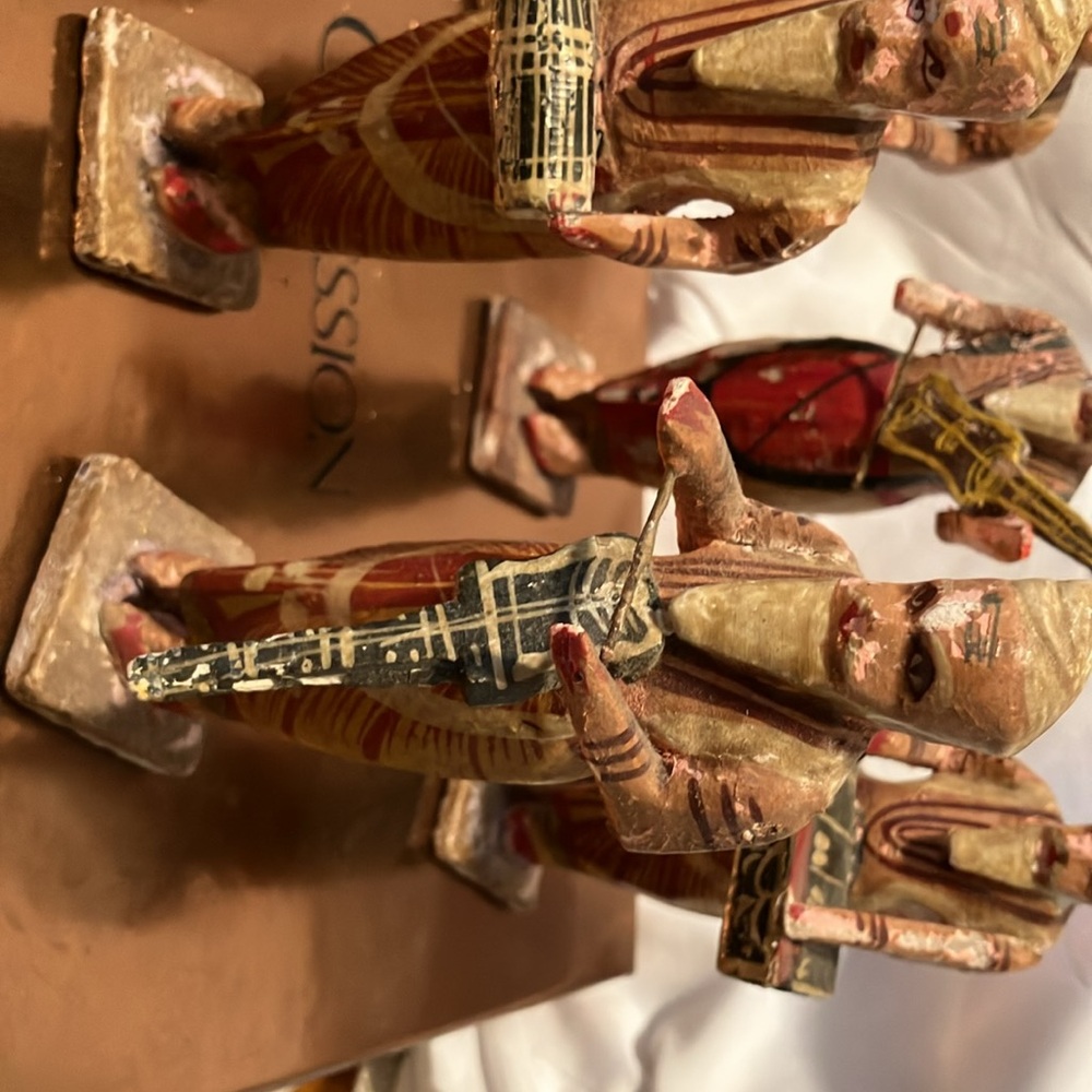 Vintage , hand carved n hand painted wooden 10 pc Egyptian style band each - Picture 10 of 15